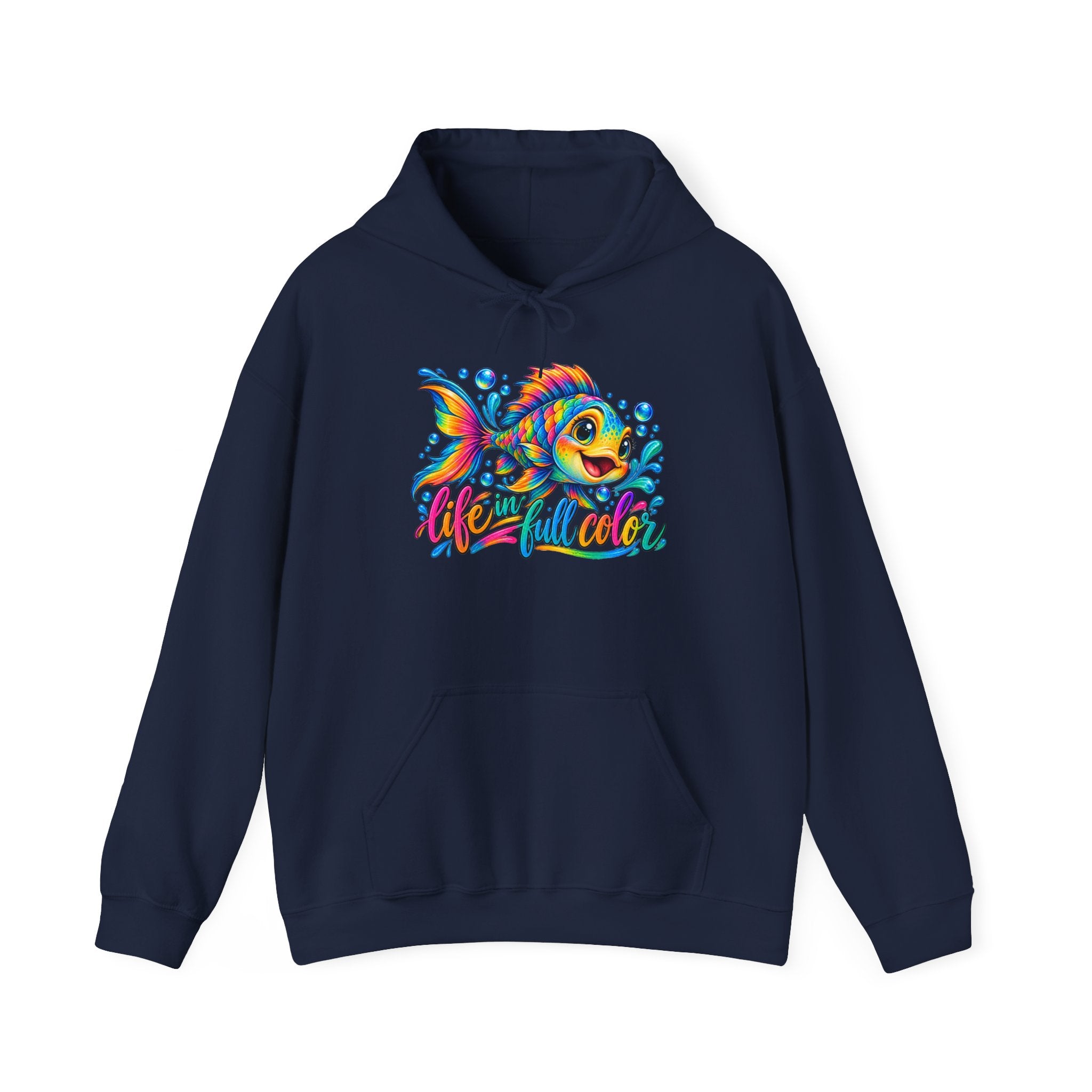 Colorful Fish Hoodie — Vibrant 'Reel Frosted' Fishing Crew Sweatshirt