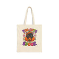 Halloween Tote Bag - "Too Cute to Spook" Black Cat Pumpkin Canvas Tote