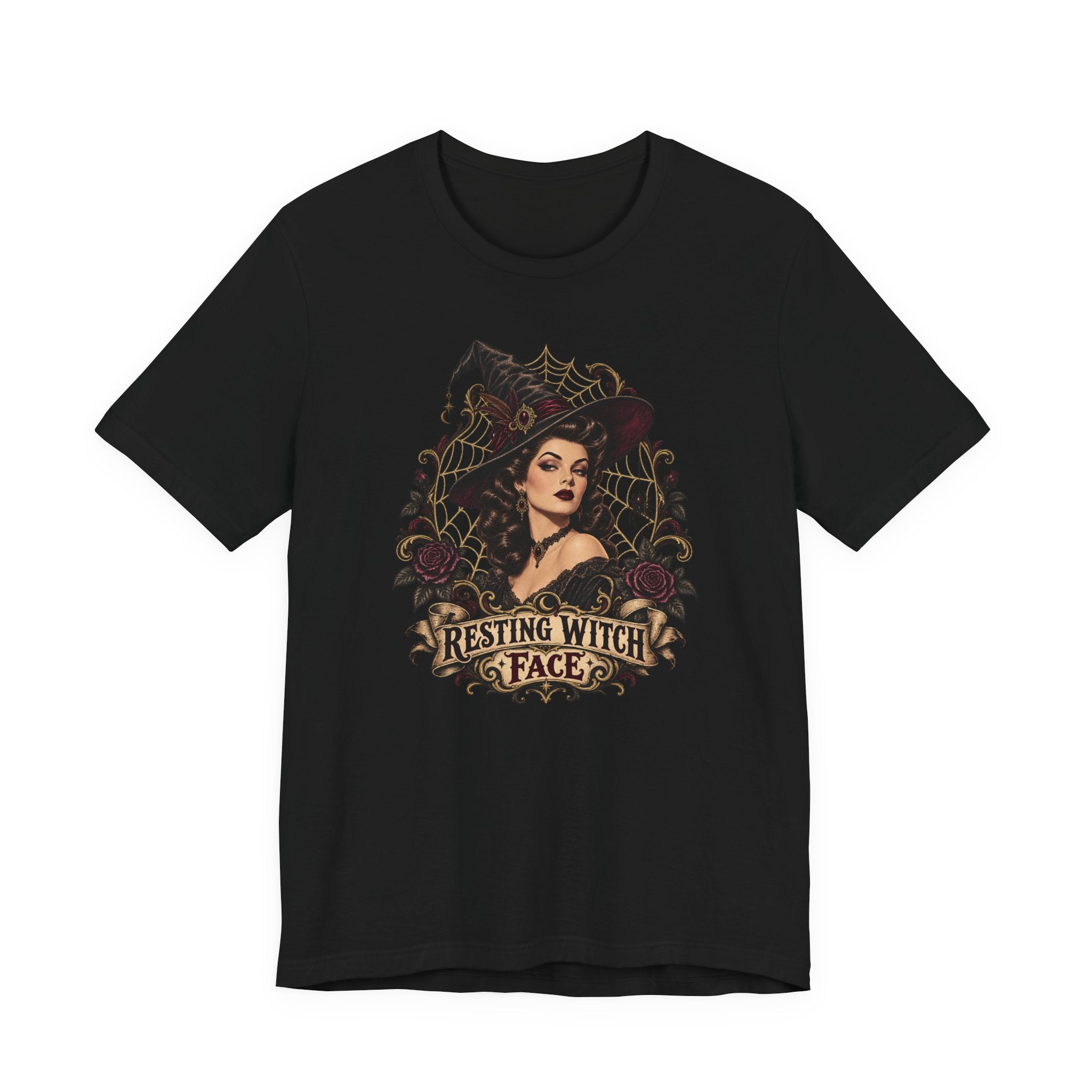 Resting Witch Face Tee — Vintage Gothic Witch Graphic T-Shirt