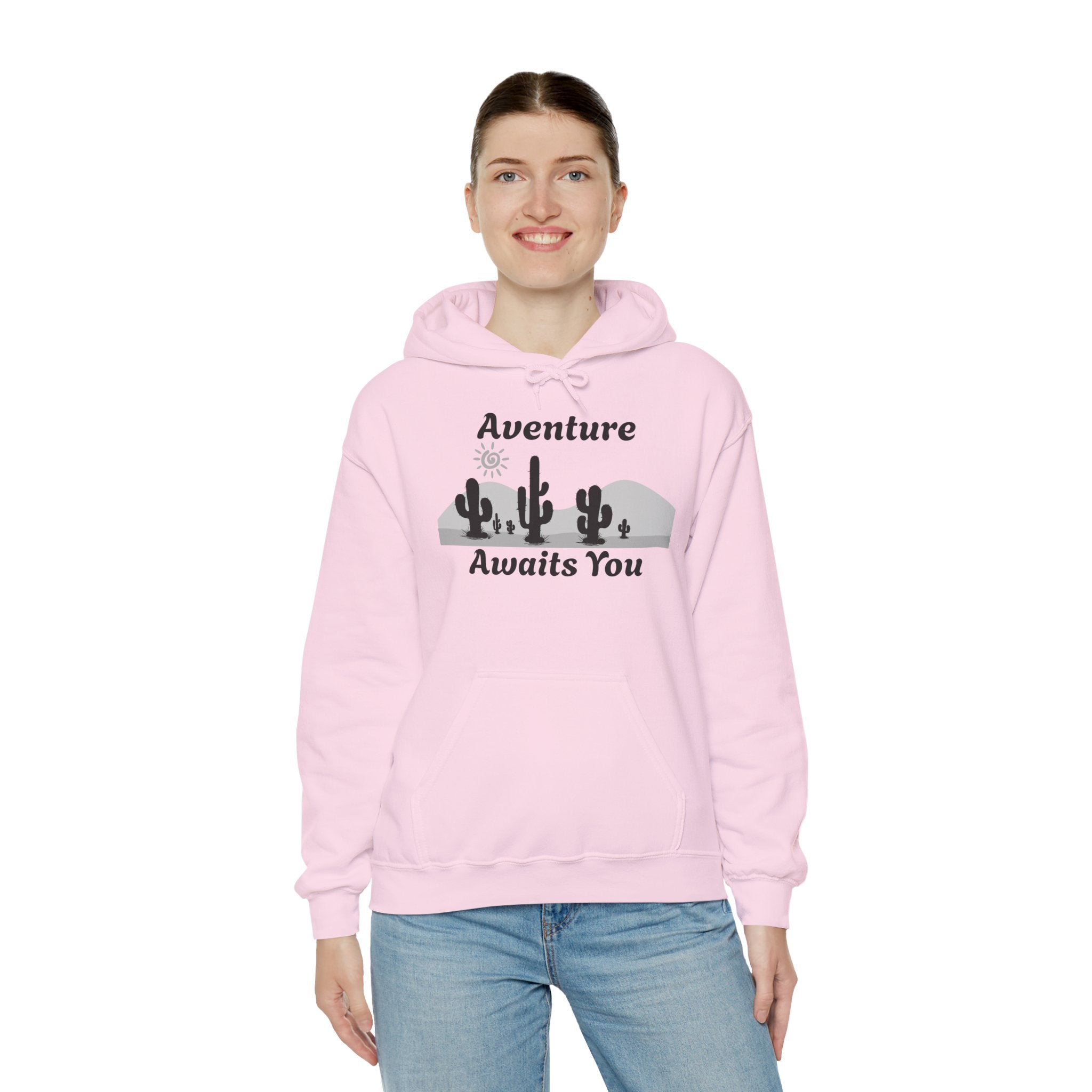 Adventure Awaits You Hoodie — Desert Cactus Graphic Pullover