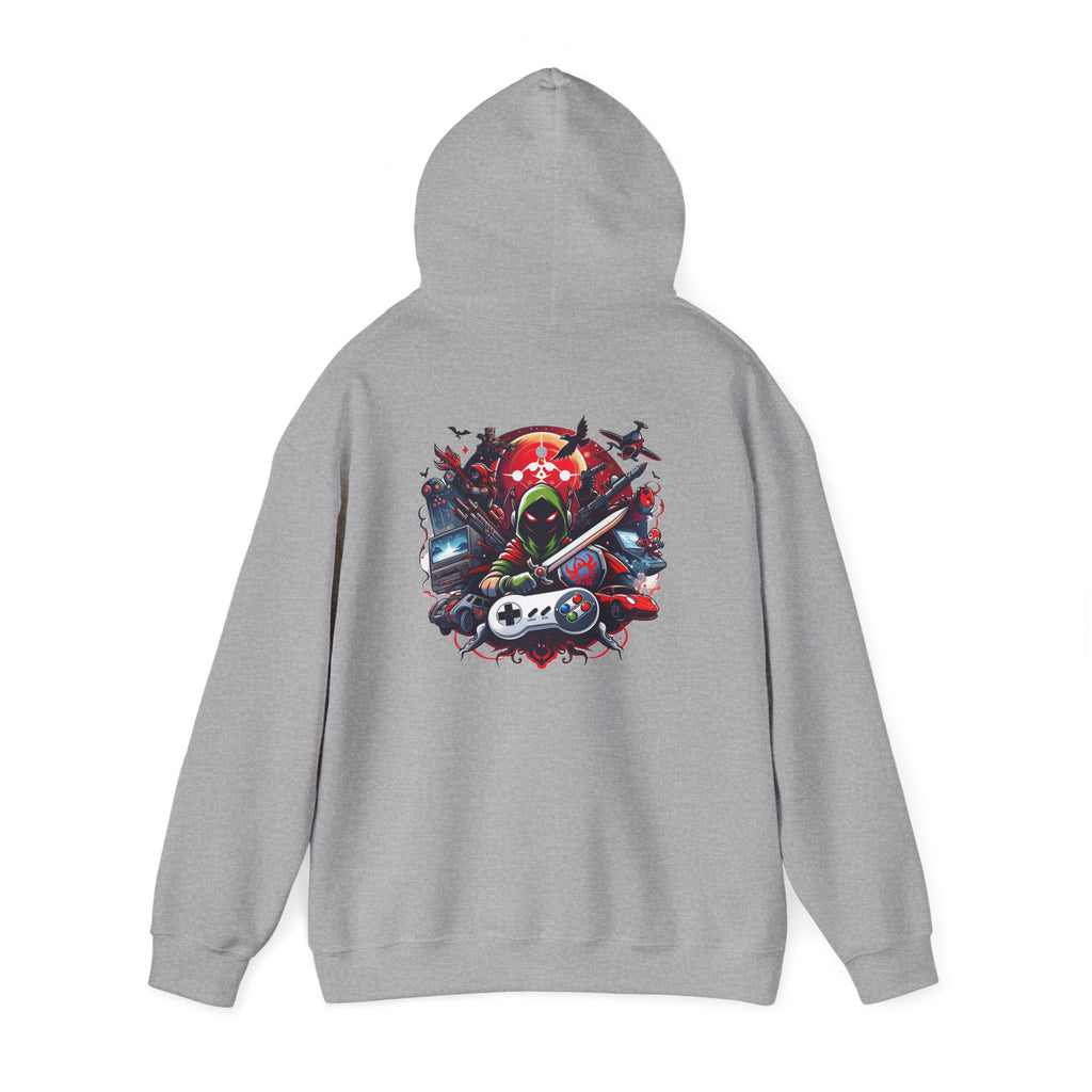 Gamer Skull Hooded Sweatshirt — Retro Controller & Neon Skull Gaming Hoodie