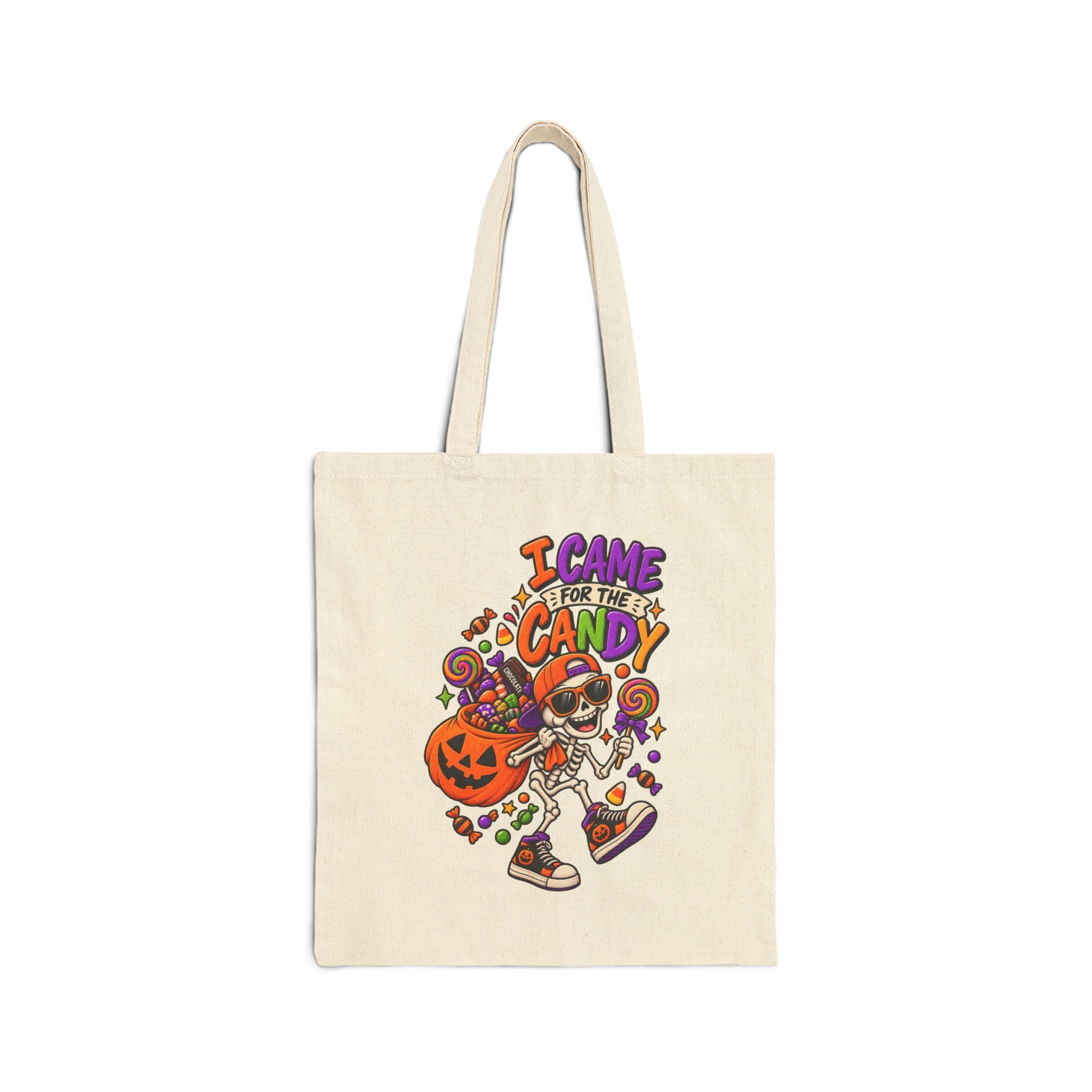 Halloween Trick-or-Treat Tote Bag — "I Came for the Candy" Cotton Canvas Tote