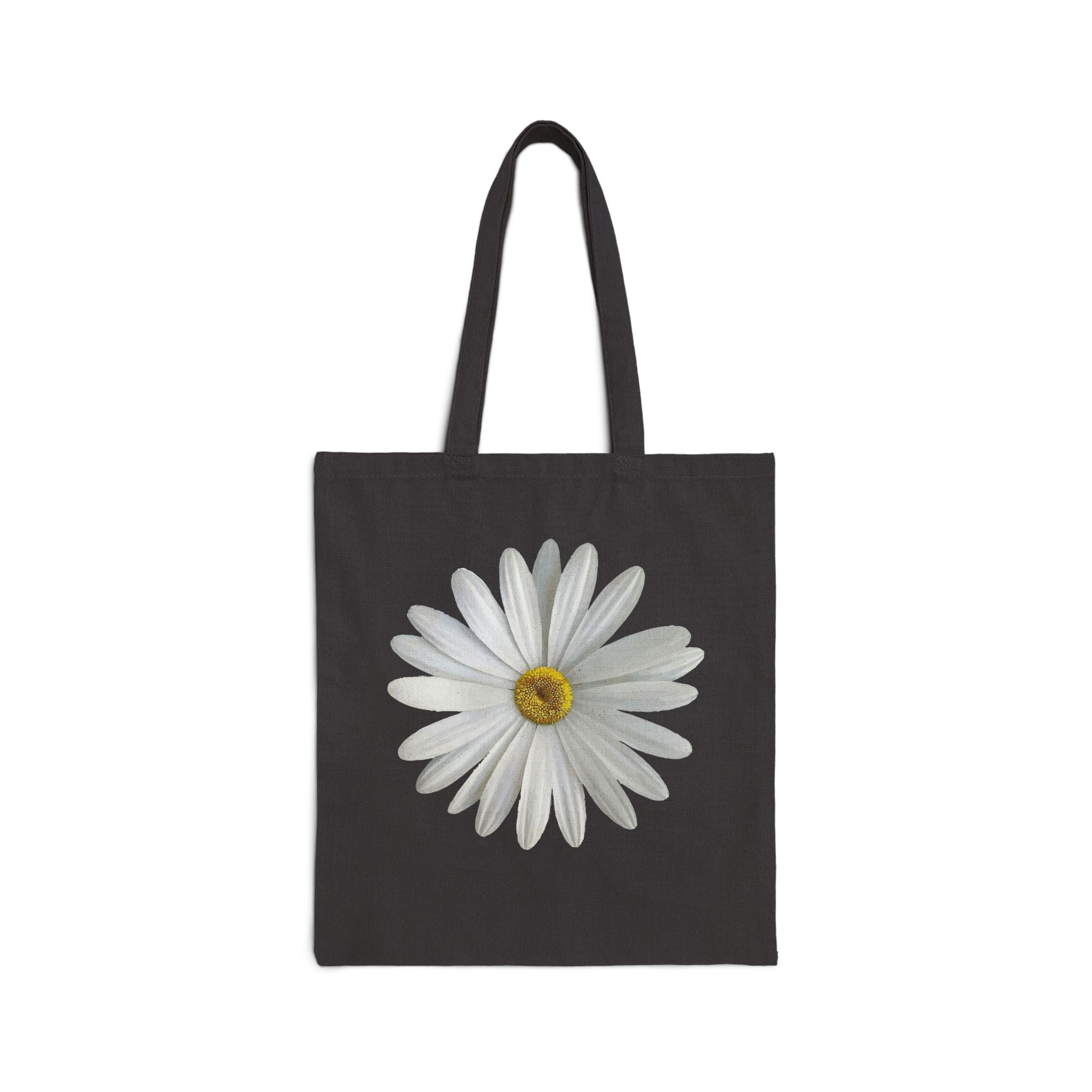 Daisy Print Cotton Canvas Tote Bag — Minimal Floral Market Shopper