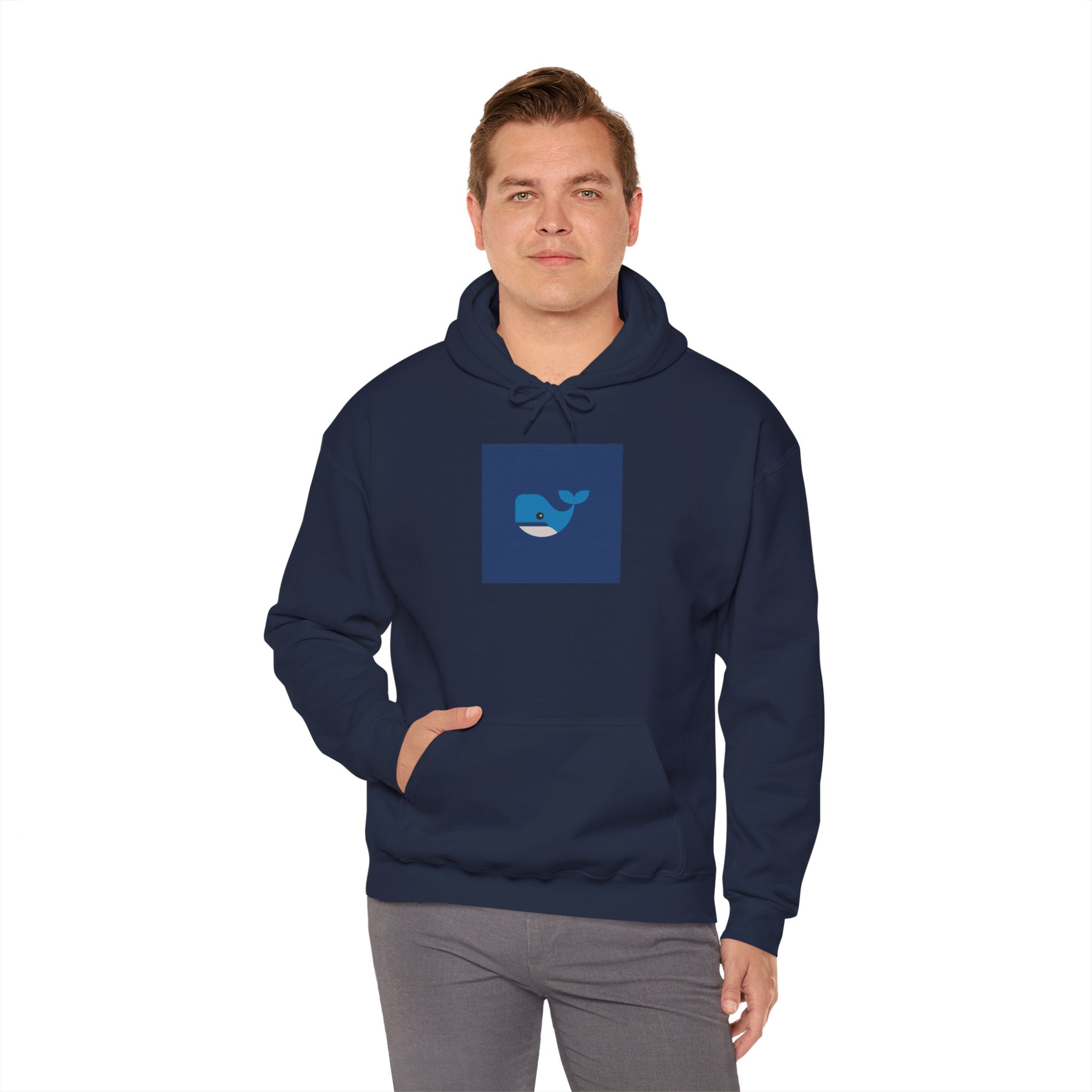 Blue Whale Graphic Hoodie — Cute Minimal Ocean Whale Pullover