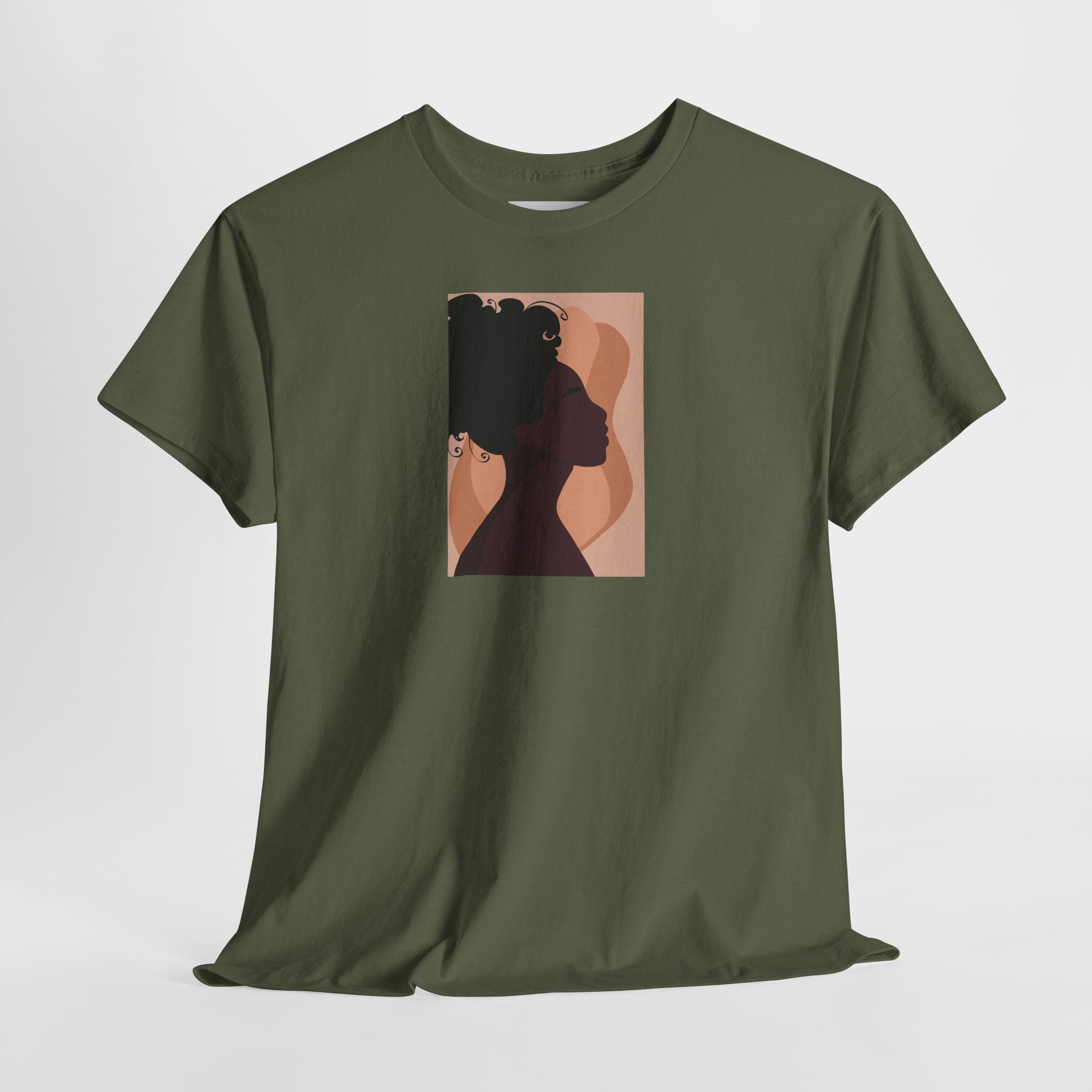 Women’s Silhouette Tee - Minimalist Afro Portrait Graphic Shirt