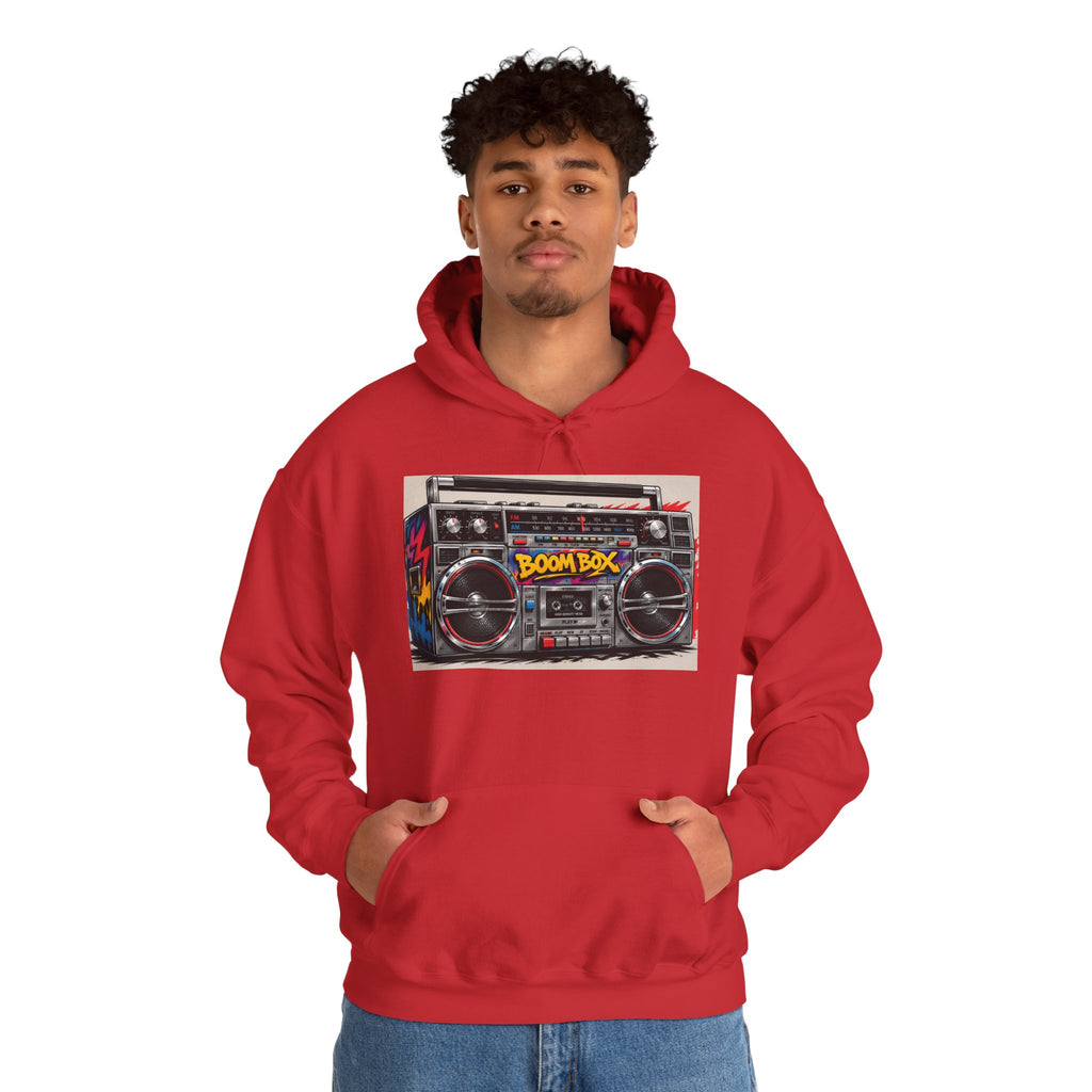 Boom Box Hoodie — Retro Boombox Graphic Pullover