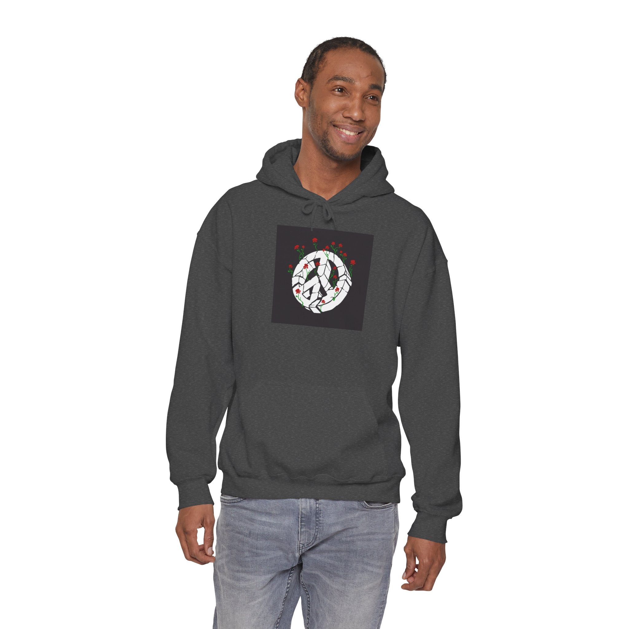 Peace Sign Hoodie with Rose Wreath - Floral Peace Symbol Pullover