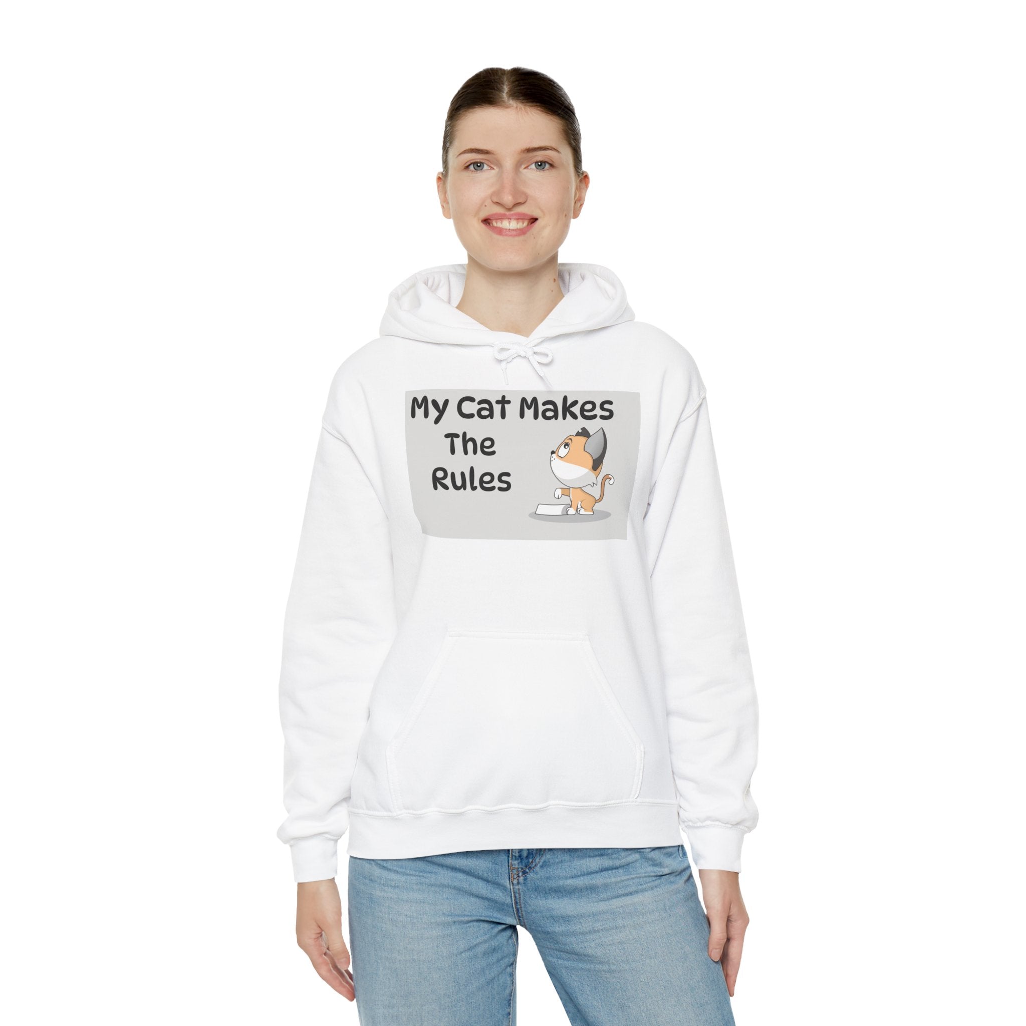 Cat Rules Hoodie — "My Cat Makes The Rules" Cute Cat Lover Pullover