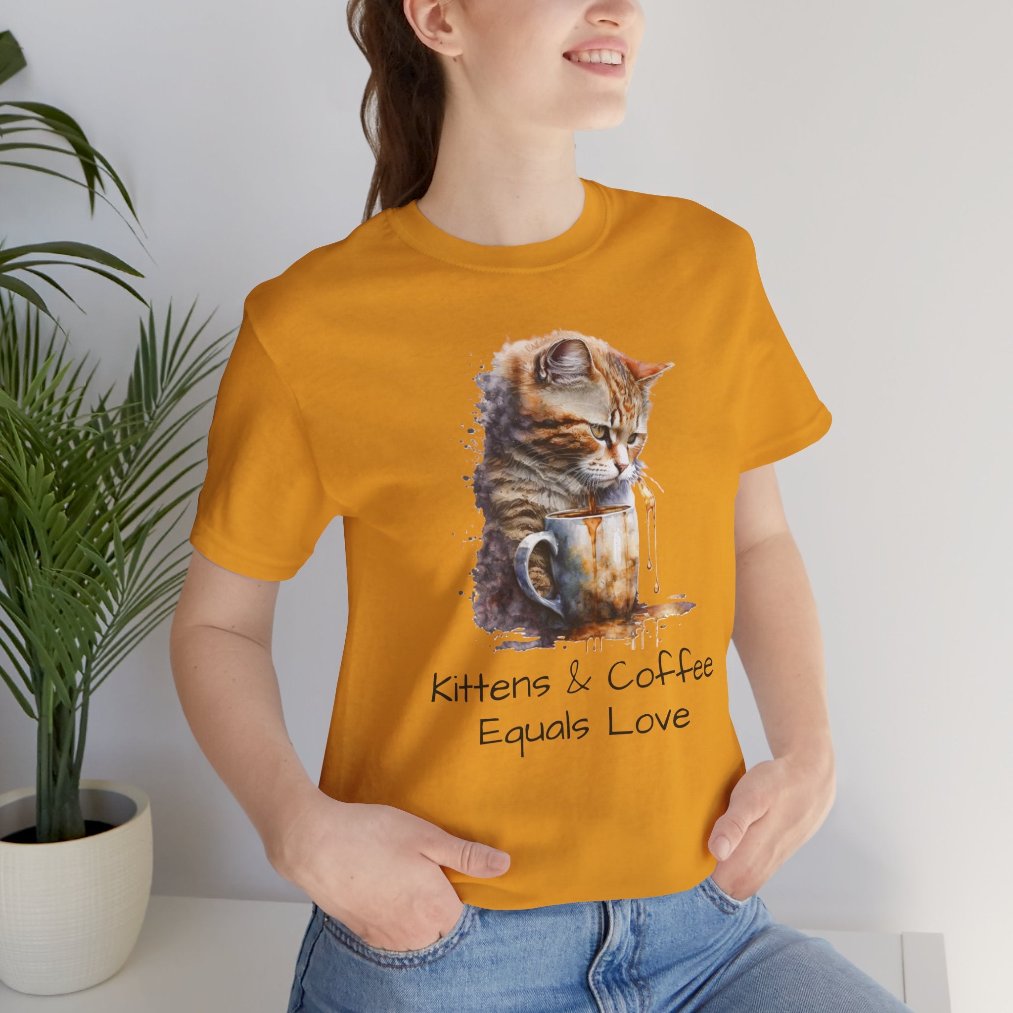 Cat & Coffee T-Shirt — "Kittens & Coffee Equals Love" Cute Cat Graphic Tee