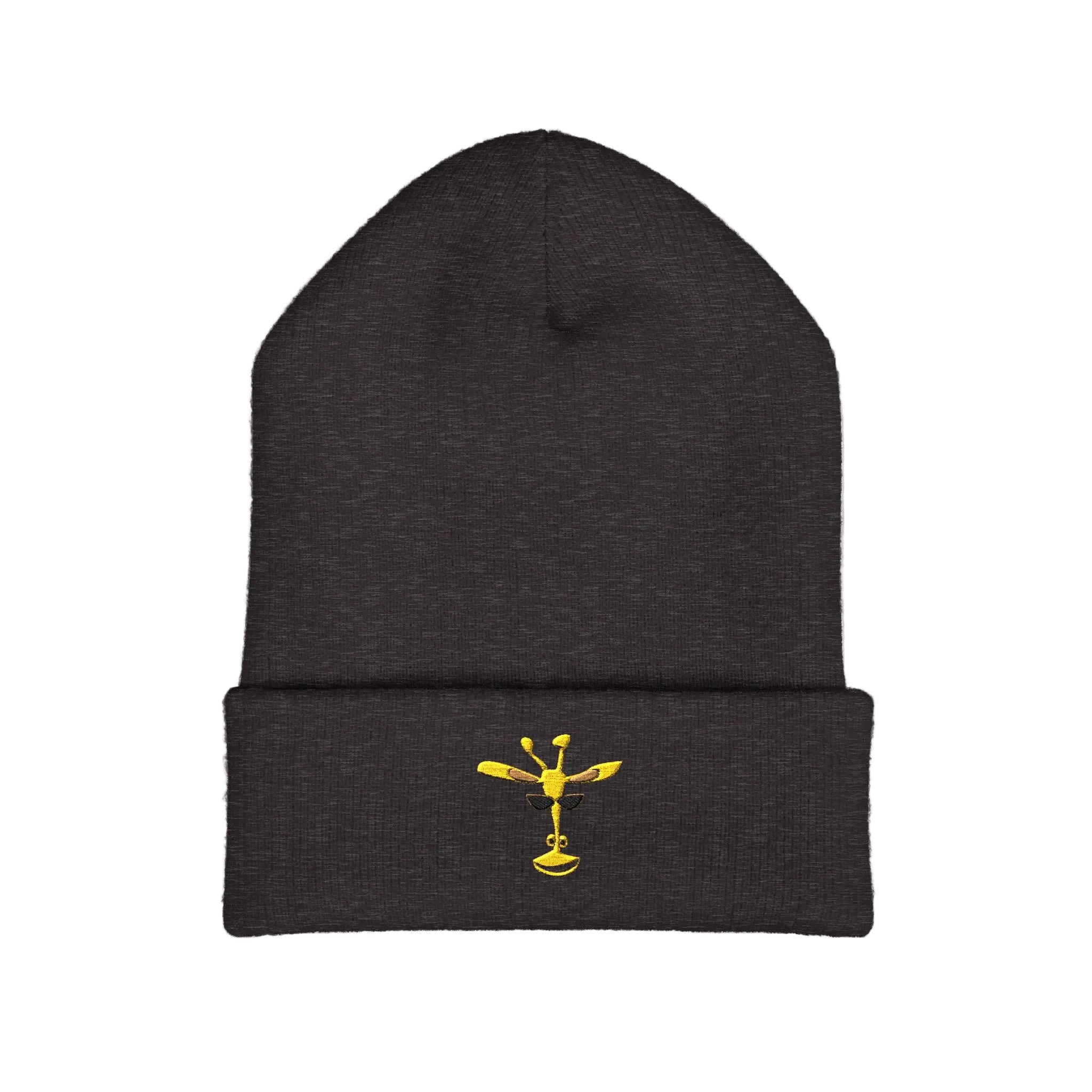 Embroidered Yellow Giraffe Cuffed Beanie