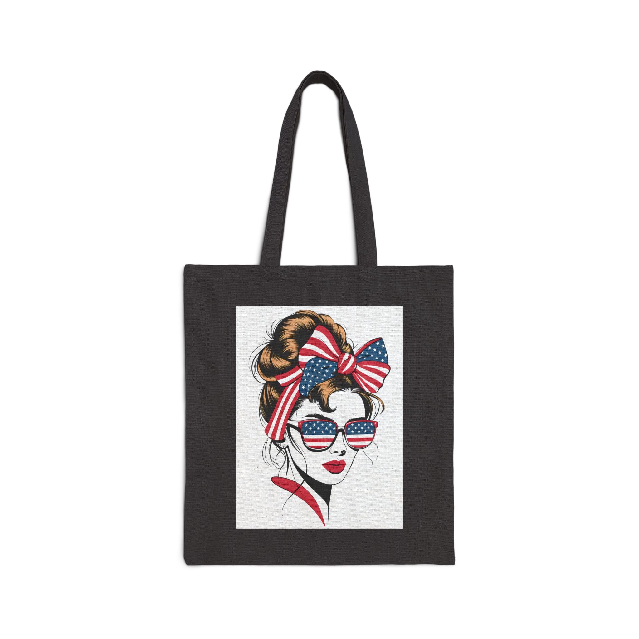 Patriotic Rosie Girl Tote — 4th of July American Flag Canvas Bag