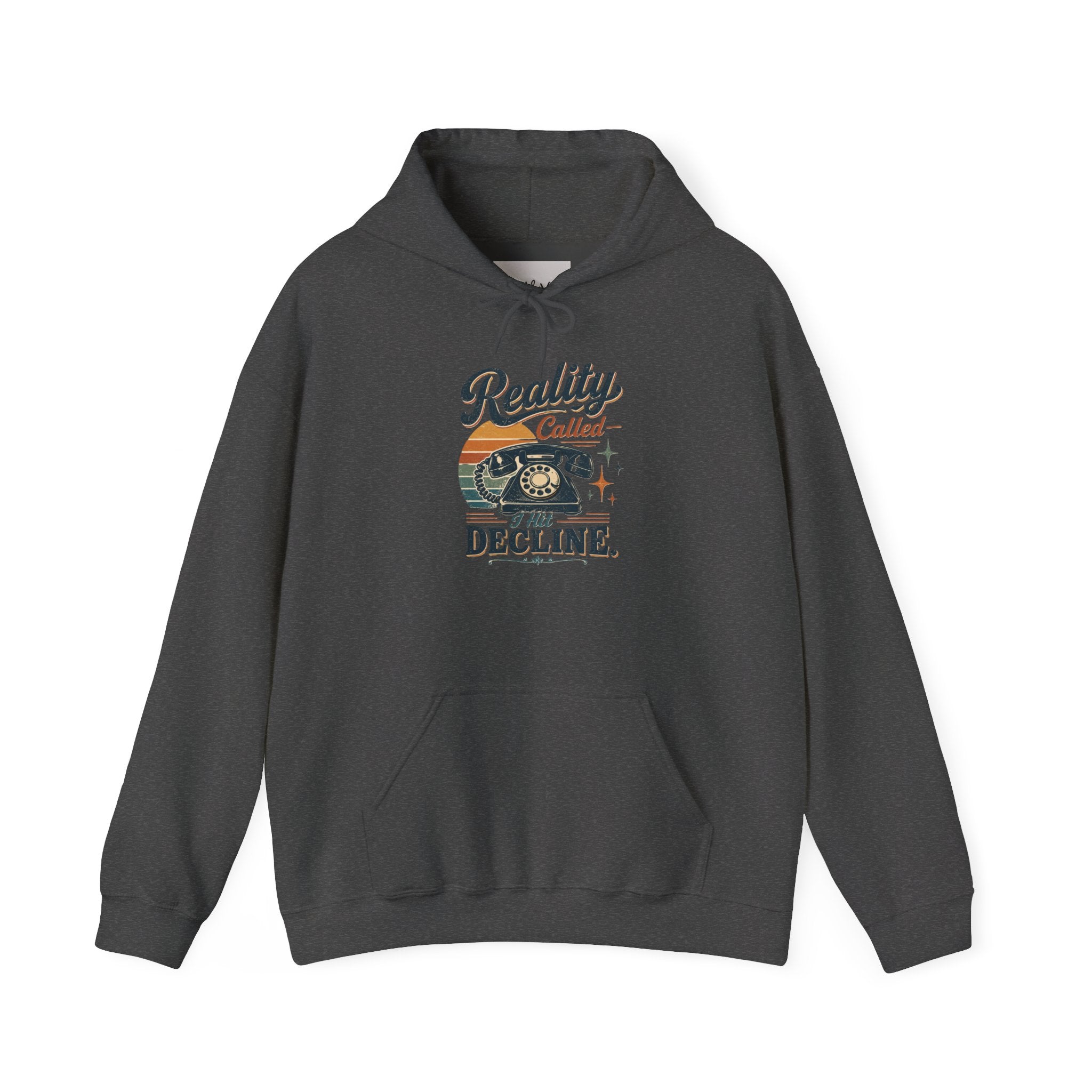 Reality Called Decline Hoodie — Retro Telephone Graphic Sweatshirt