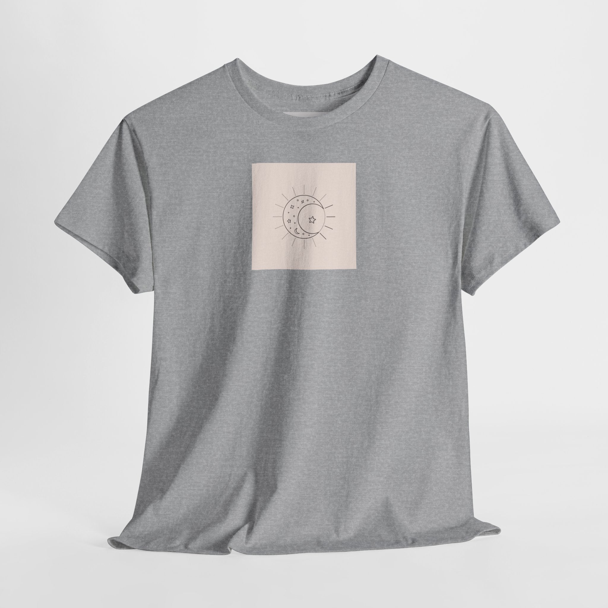 Sun & Moon Minimalist Tee — Celestial Line Art T-Shirt