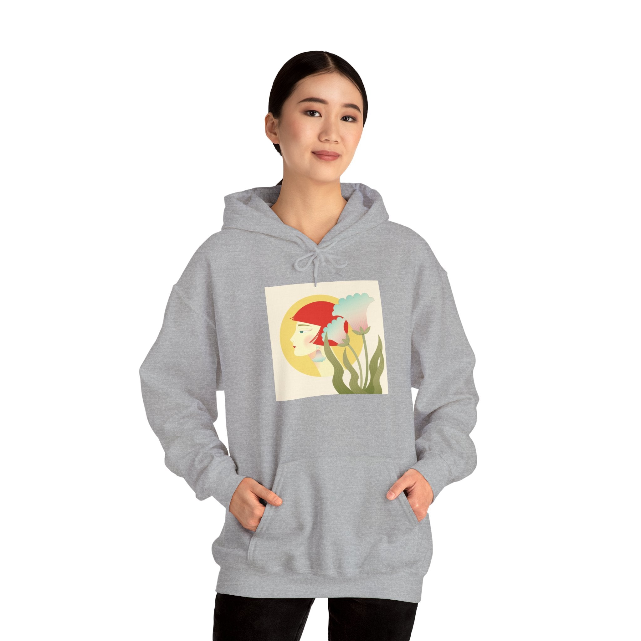 Koi Pond Art Hoodie — Pastel Fish & Lily Design