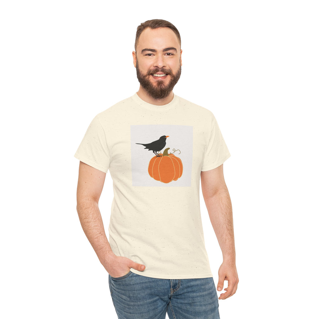 Pumpkin & Crow Tee — Autumn Halloween Graphic T-Shirt