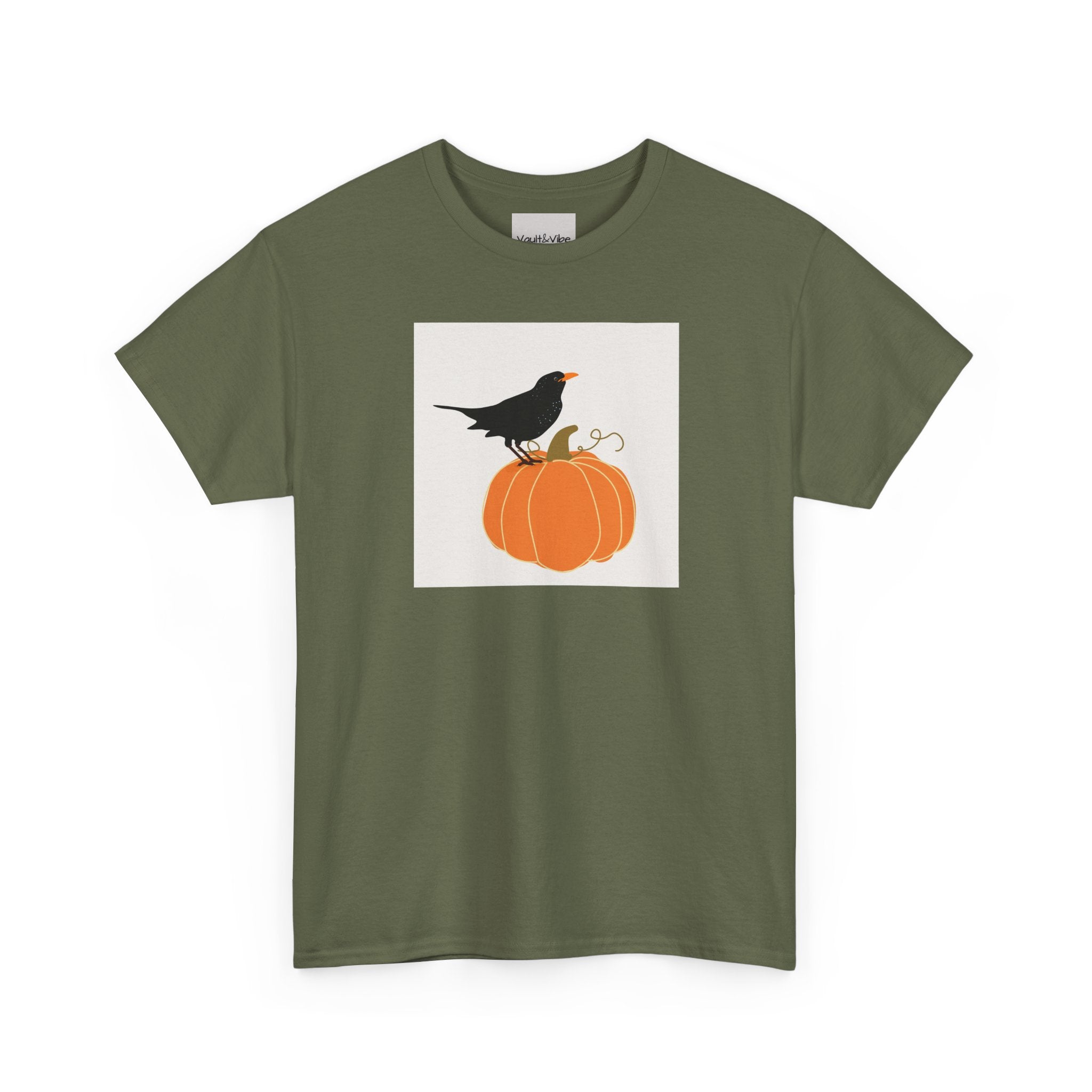 Pumpkin & Crow Tee — Autumn Halloween Graphic T-Shirt