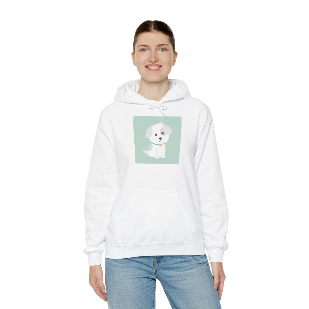 Cute White Puppy Hoodie – Cute Dog Cartoon Sweatshirt for Pet Lovers