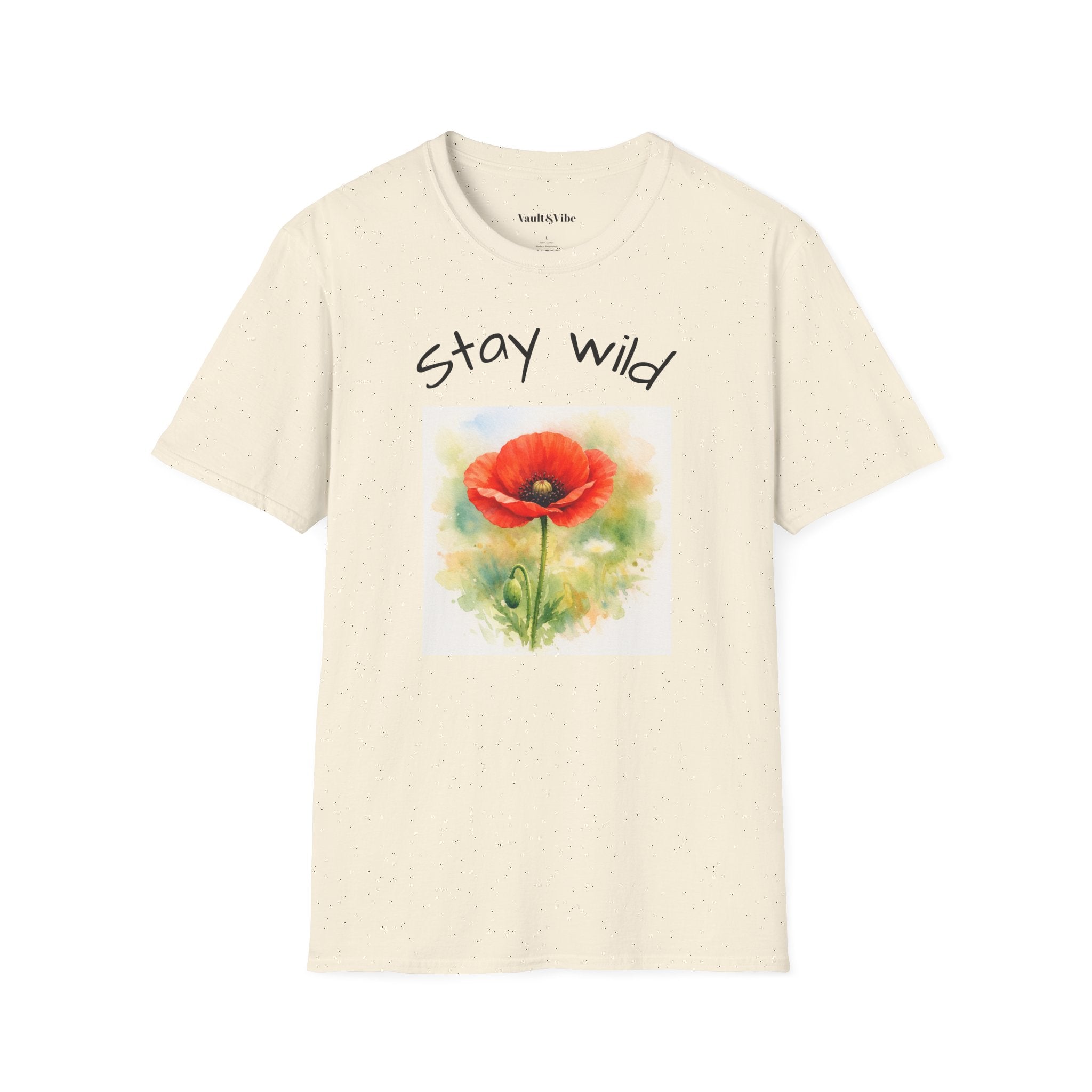 T-Shirt — "Stay Wild" Watercolor Poppy Graphic
