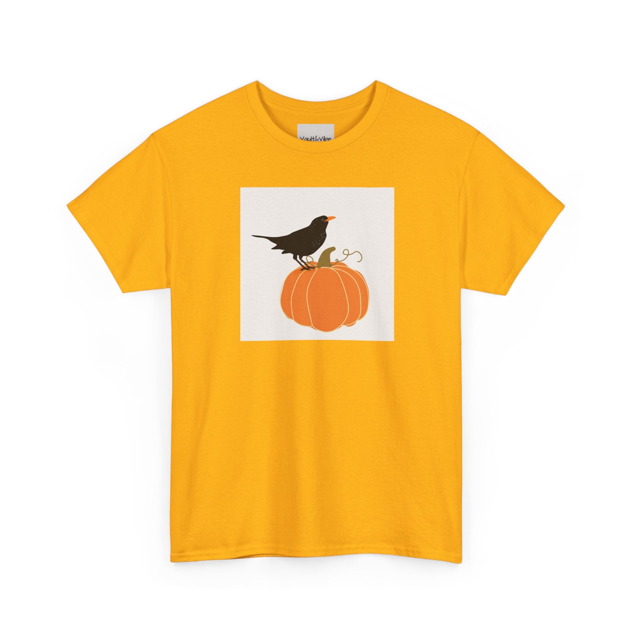 Pumpkin & Crow Tee — Autumn Halloween Graphic T-Shirt