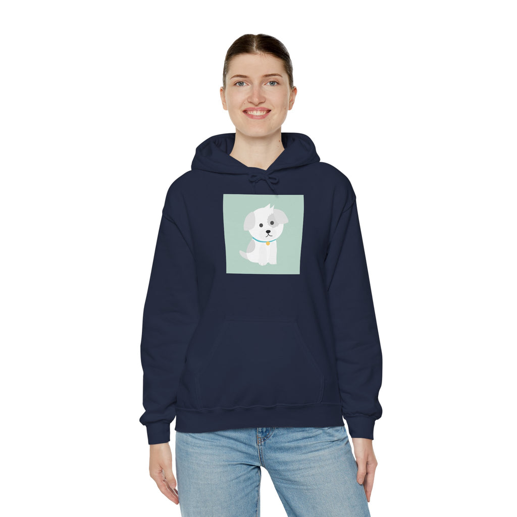 Cute White Puppy Hoodie – Cute Dog Cartoon Sweatshirt for Pet Lovers