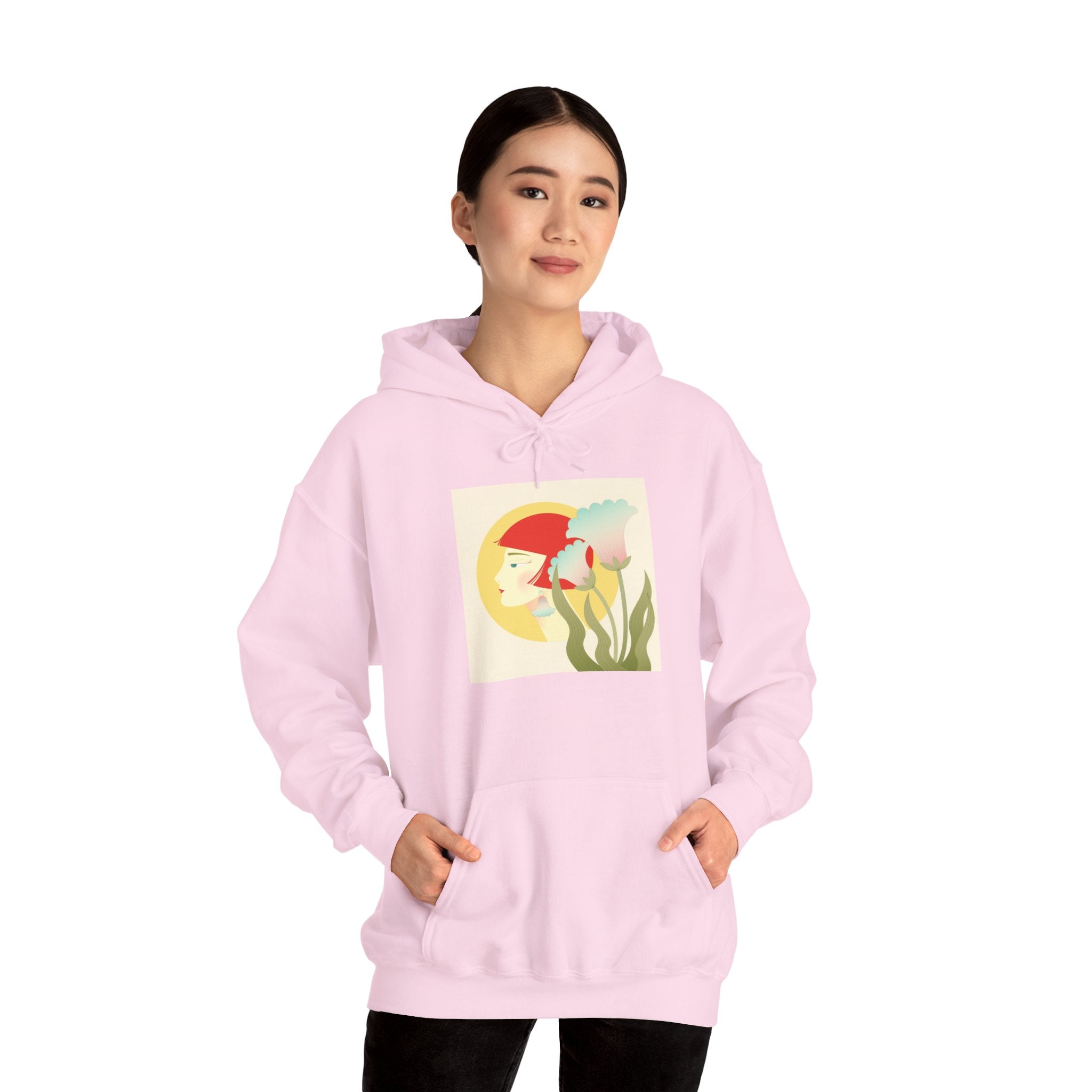Koi Pond Art Hoodie — Pastel Fish & Lily Design