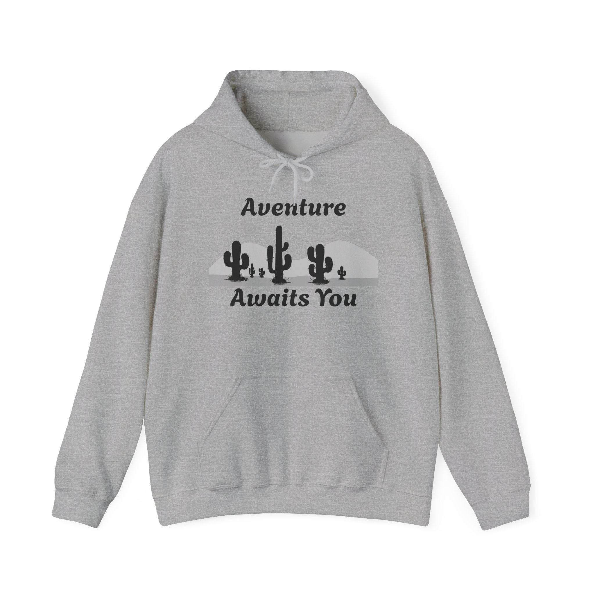 Adventure Awaits You Hoodie — Desert Cactus Graphic Pullover