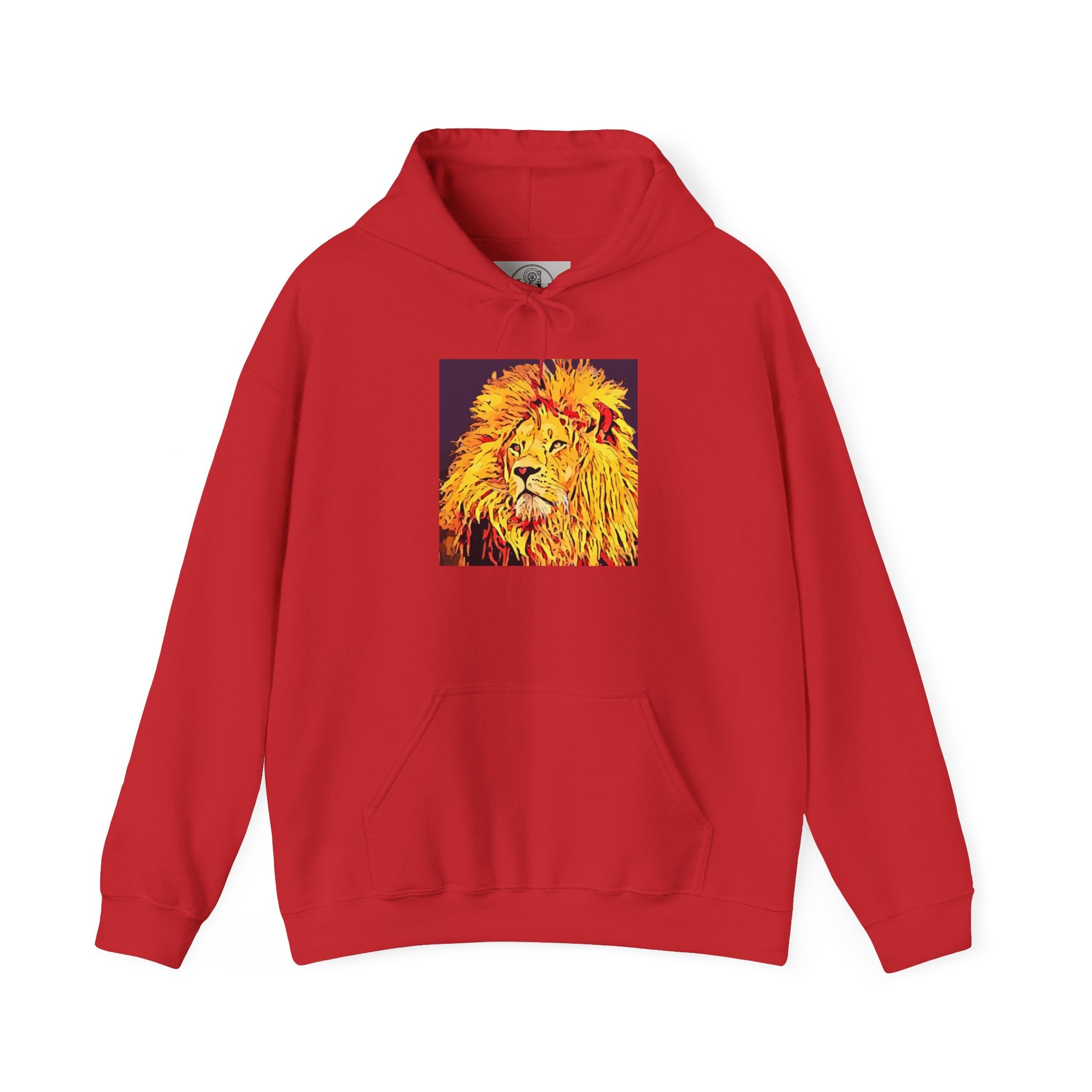 Lion Portrait Hoodie — Vibrant Yellow Pop-Art Lion Design