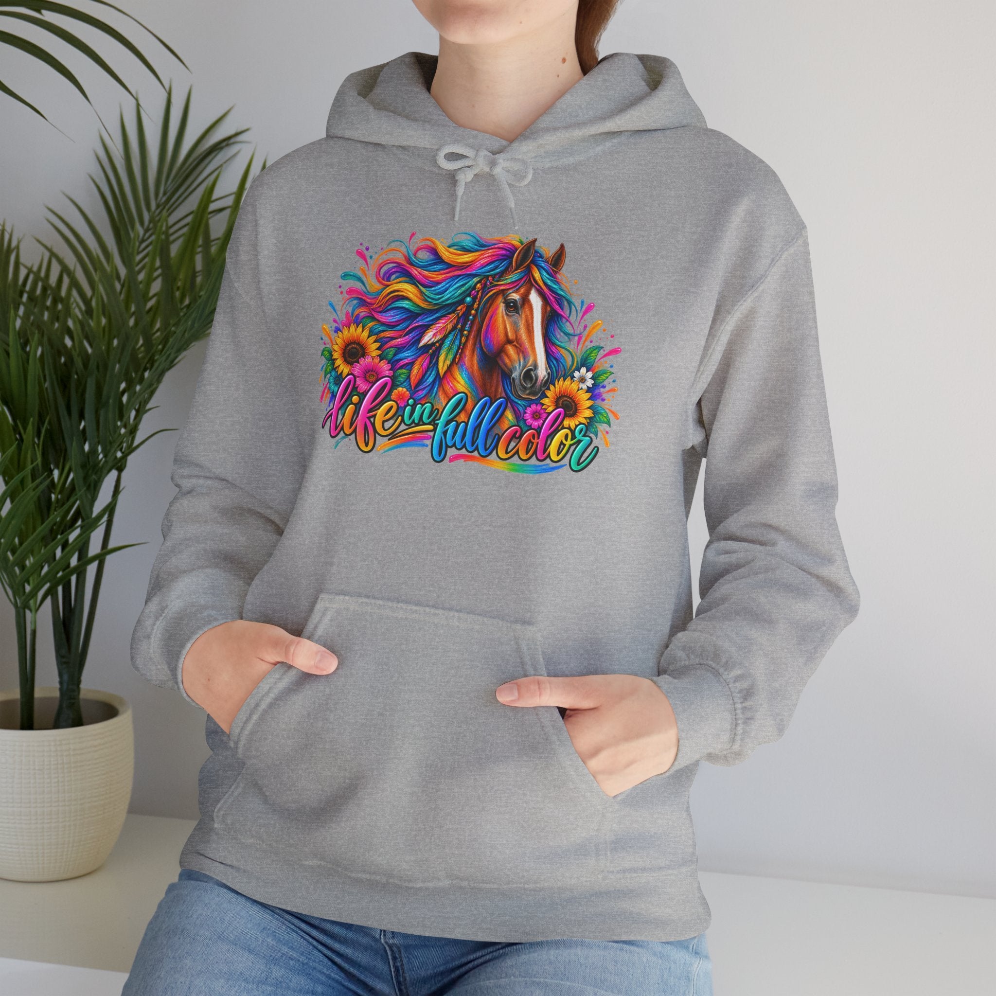Colorful Horse Hoodie - "Wonderful Color" Rainbow Stallion Pullover