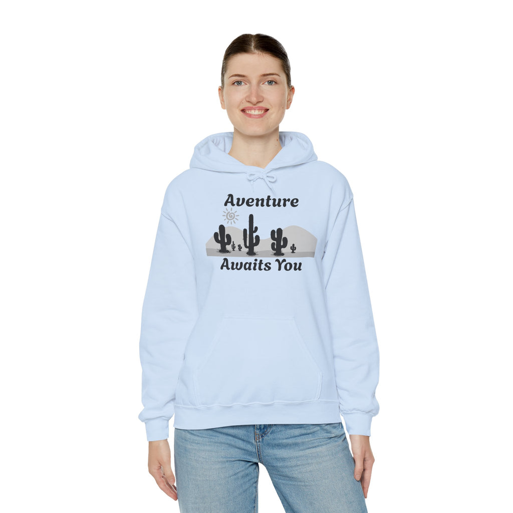 Adventure Awaits You Hoodie — Desert Cactus Graphic Pullover