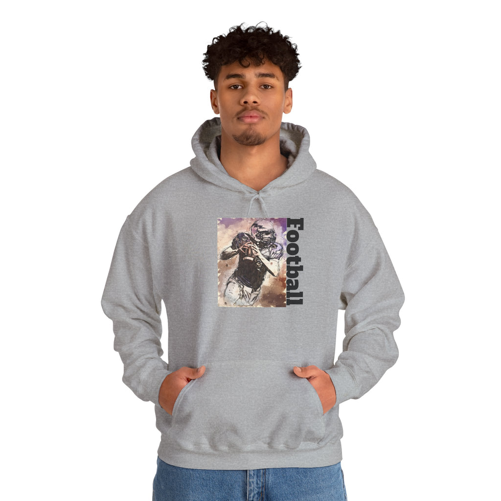 Football Player Graphic Hoodie - Vintage Grunge Sports Pullover
