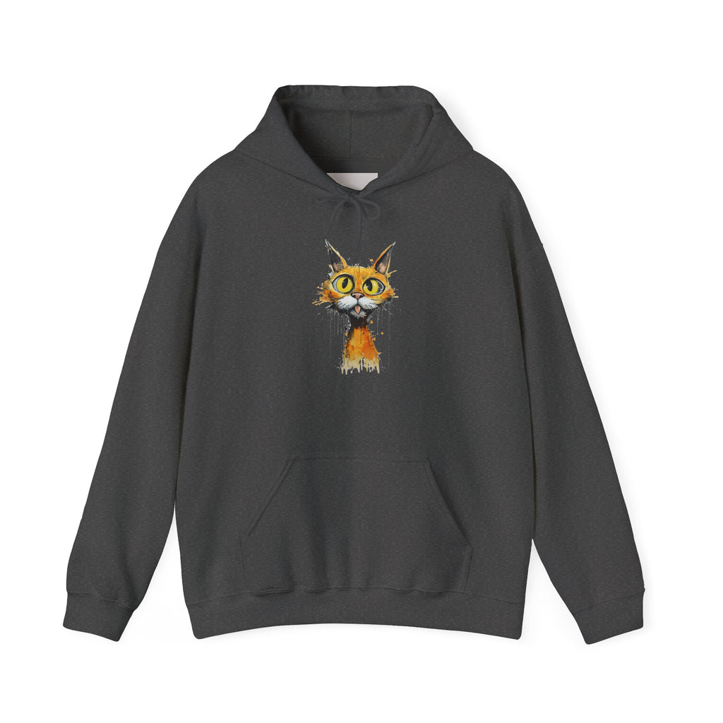 Cat Portrait Hoodie — Whimsical Watercolor Yellow-Eyed Cat Graphic