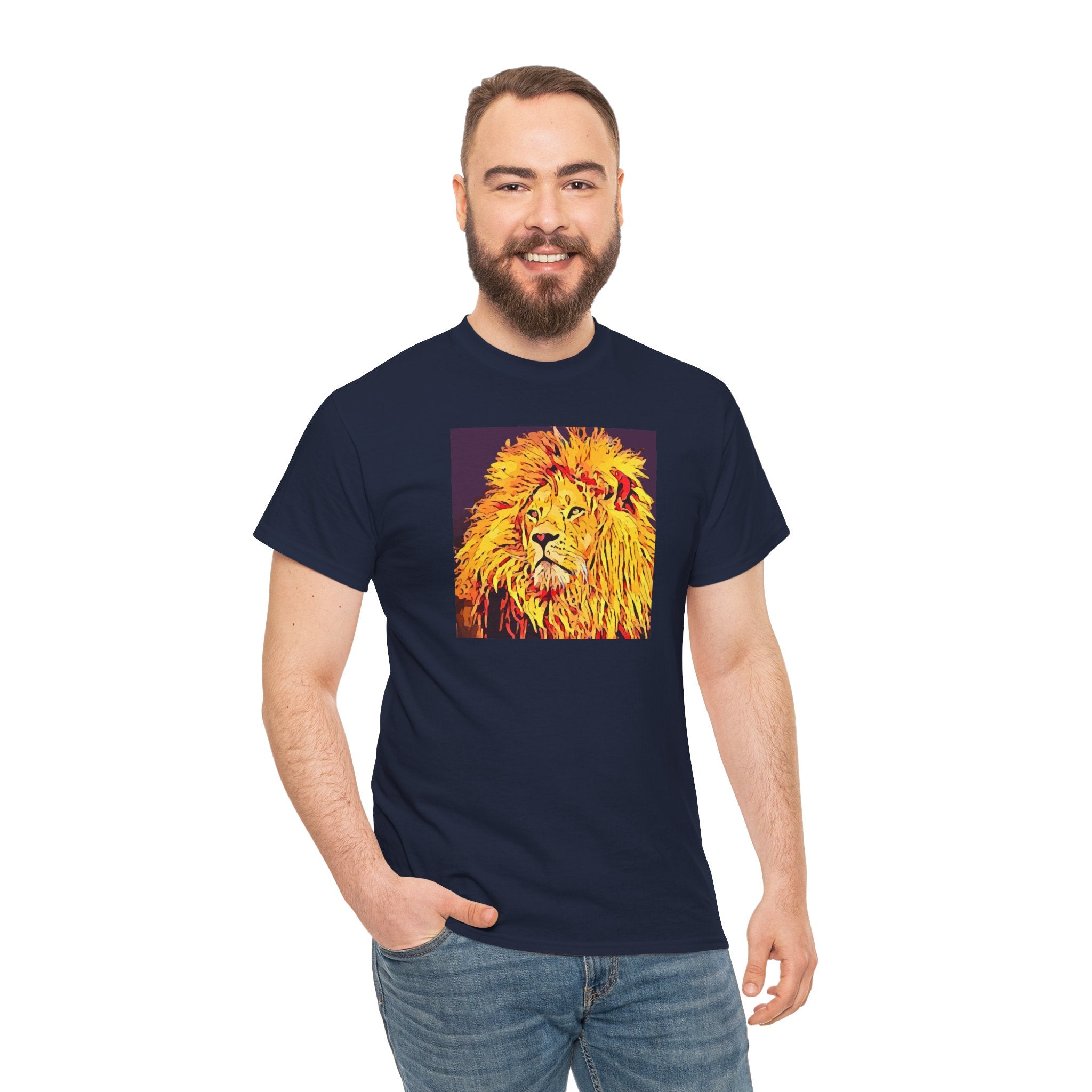 Lion Portrait T-Shirt — Vibrant Pop Art Lion Graphic Tee