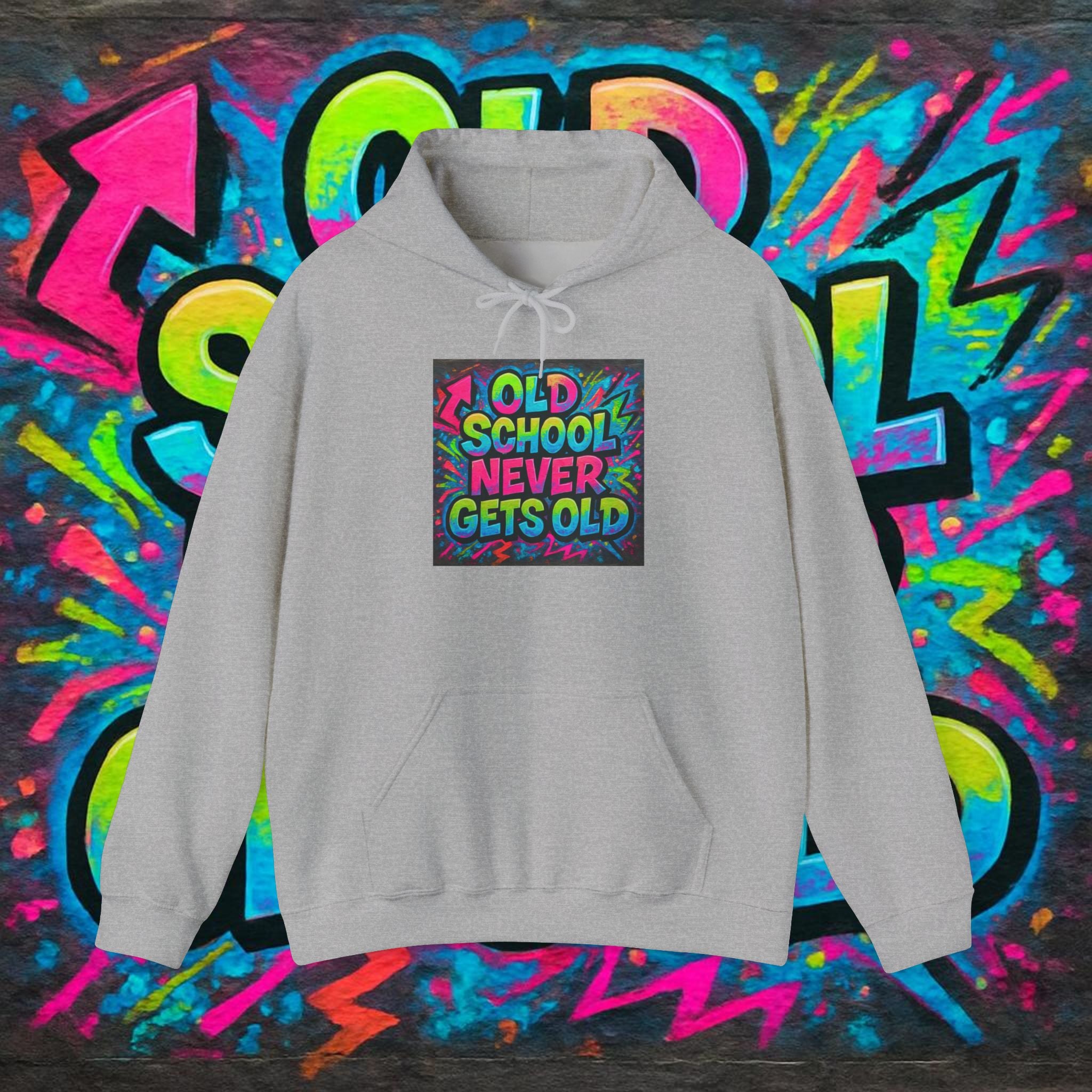 Old School Never Gets Old Hoodie - Retro Graffiti 90s Nostalgia Sweatshirt